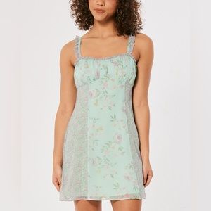 Social tourist ruched chiffon mini dress